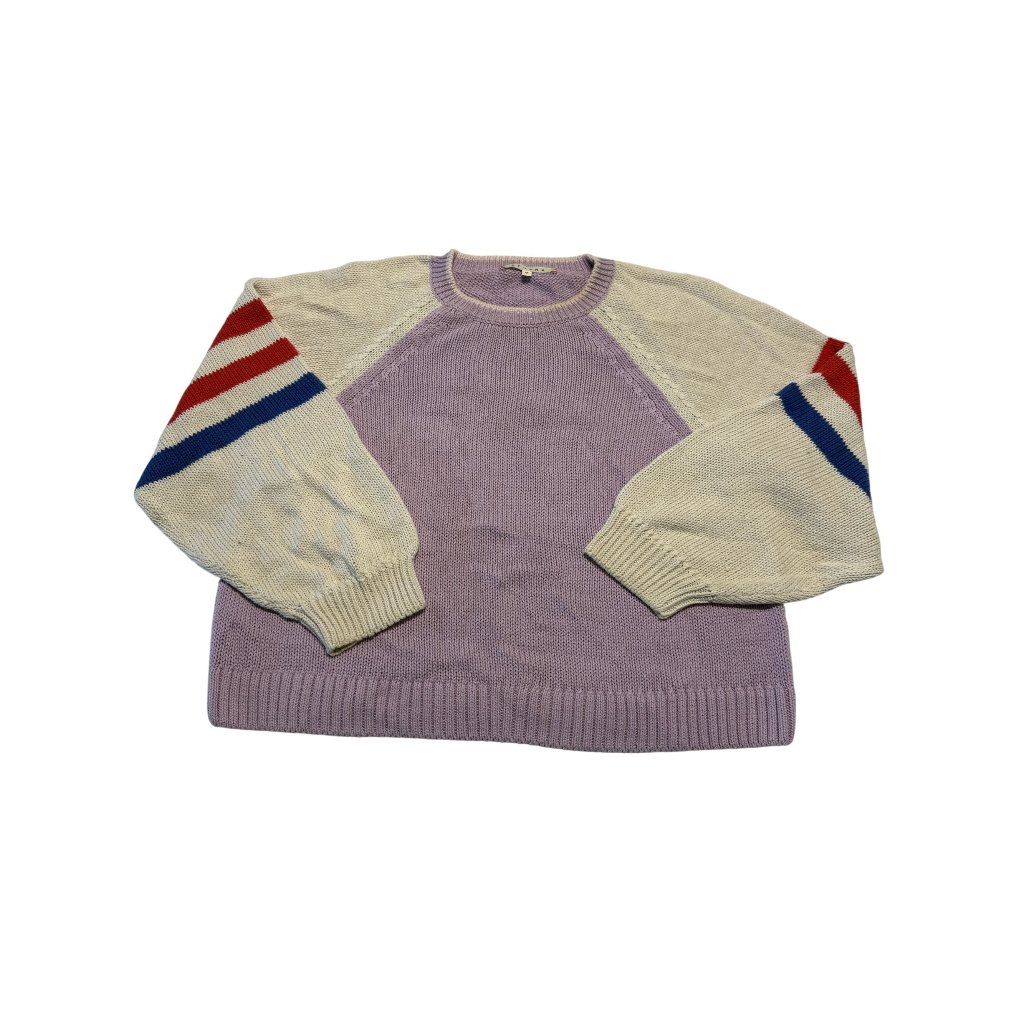 Xirena Lavender Purple Ivory Stripe Knit Sweater Women's Size Medium M